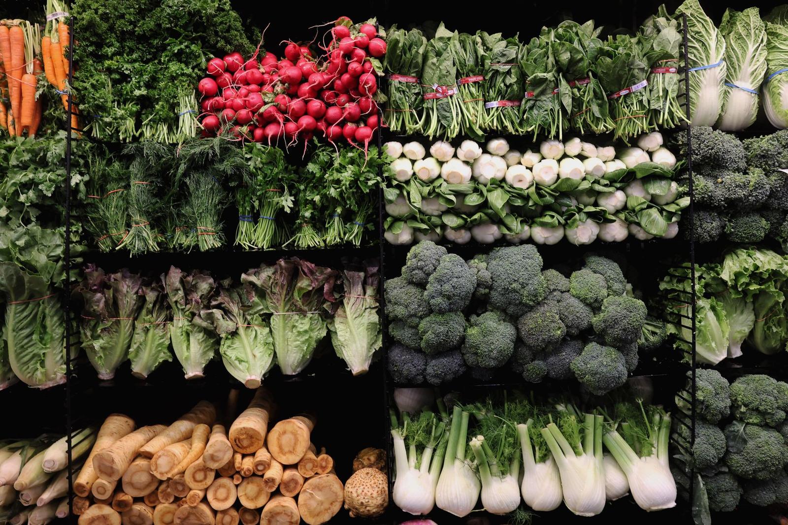 Vibrant Display of Fresh Vegetables in Market